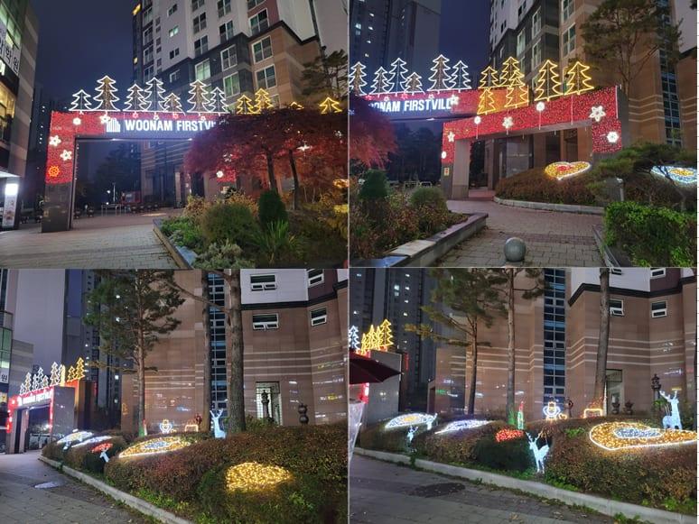 김포 우남퍼스트빌 — 문주와 화단의 하트·사슴 조명