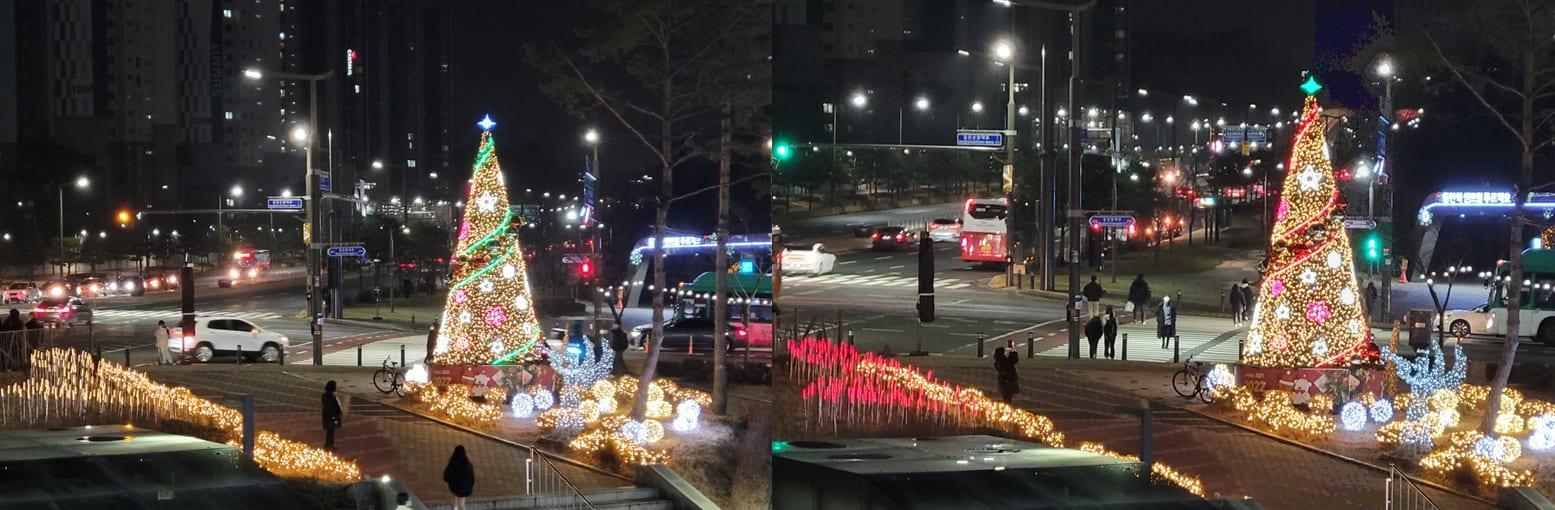 동탄 카림애비뉴 1차 — 교차로 광장 트리 야경