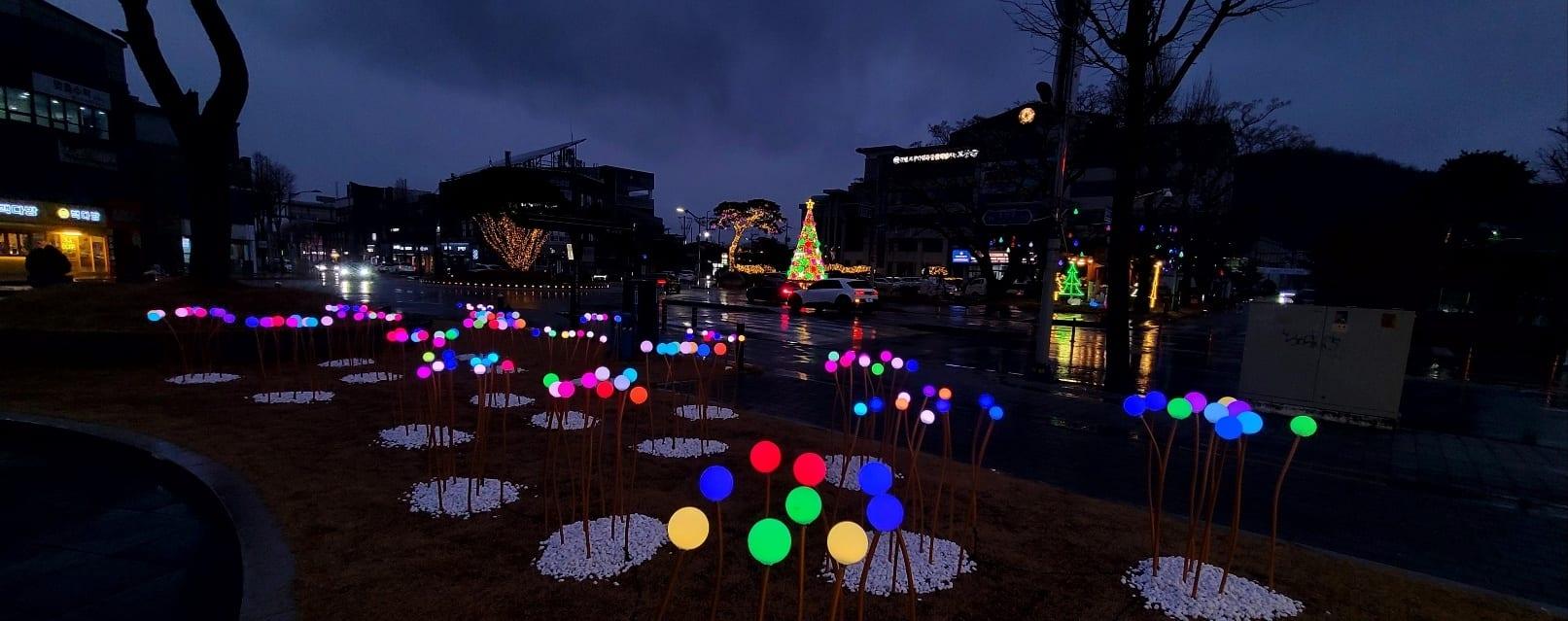 2025 고창군청 — 광장 화단의 컬러 LED 볼 조명