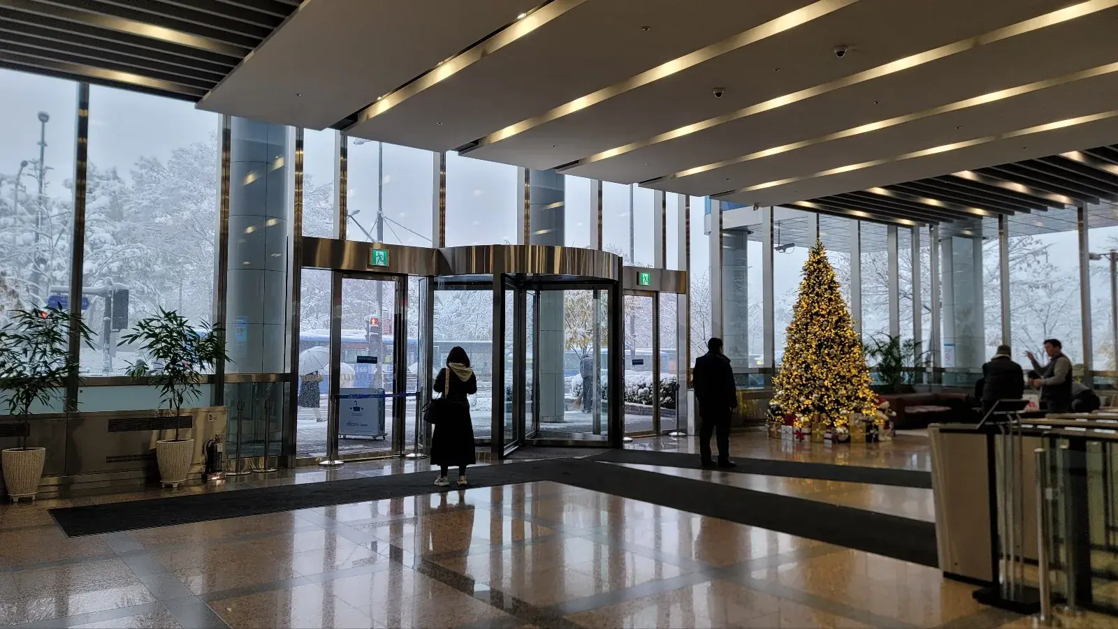 씨티뱅크 본사 3.6M — 로비 전경과 트리