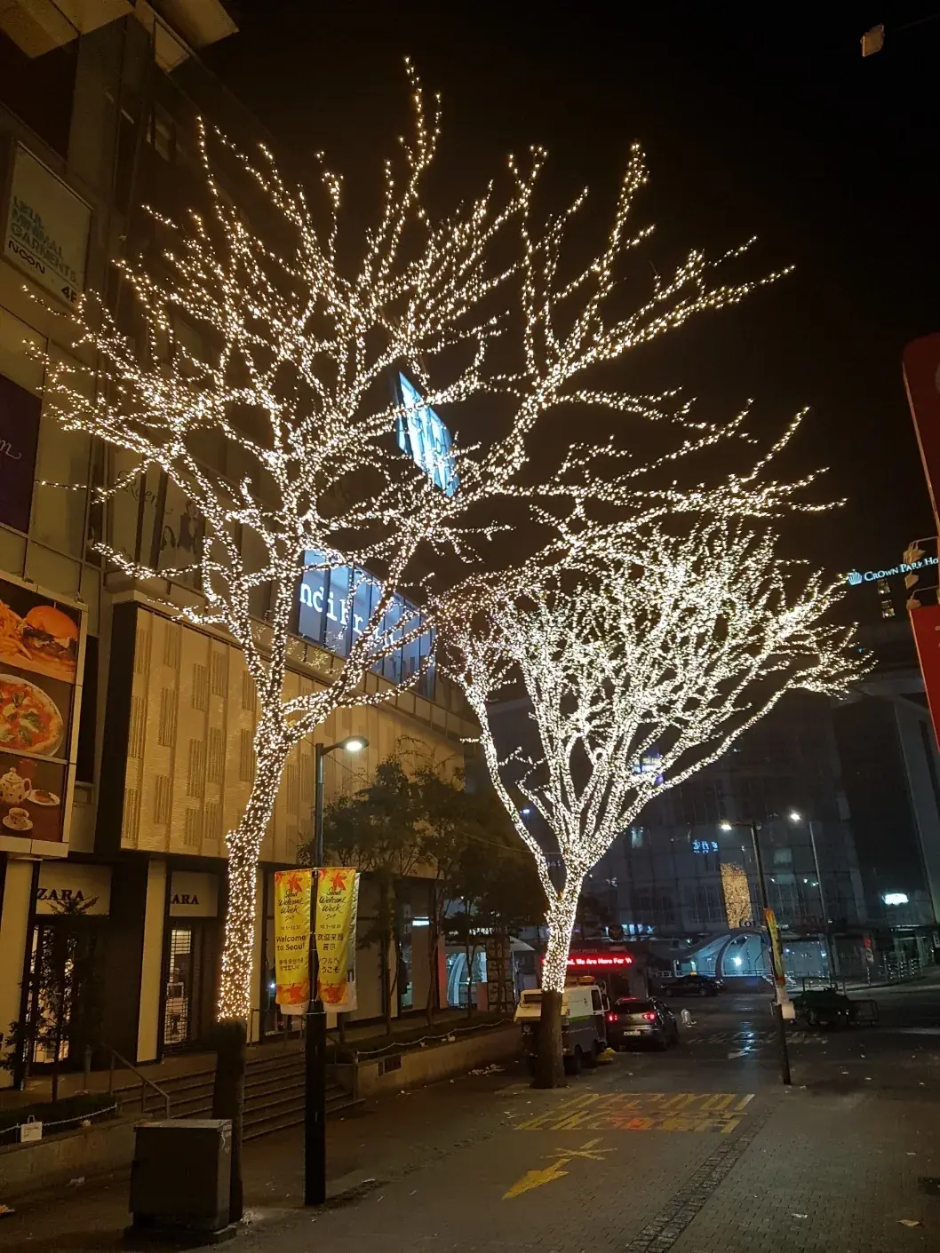 2017 명동 빛축제 — 나란히 선 빛 가로수 두 그루