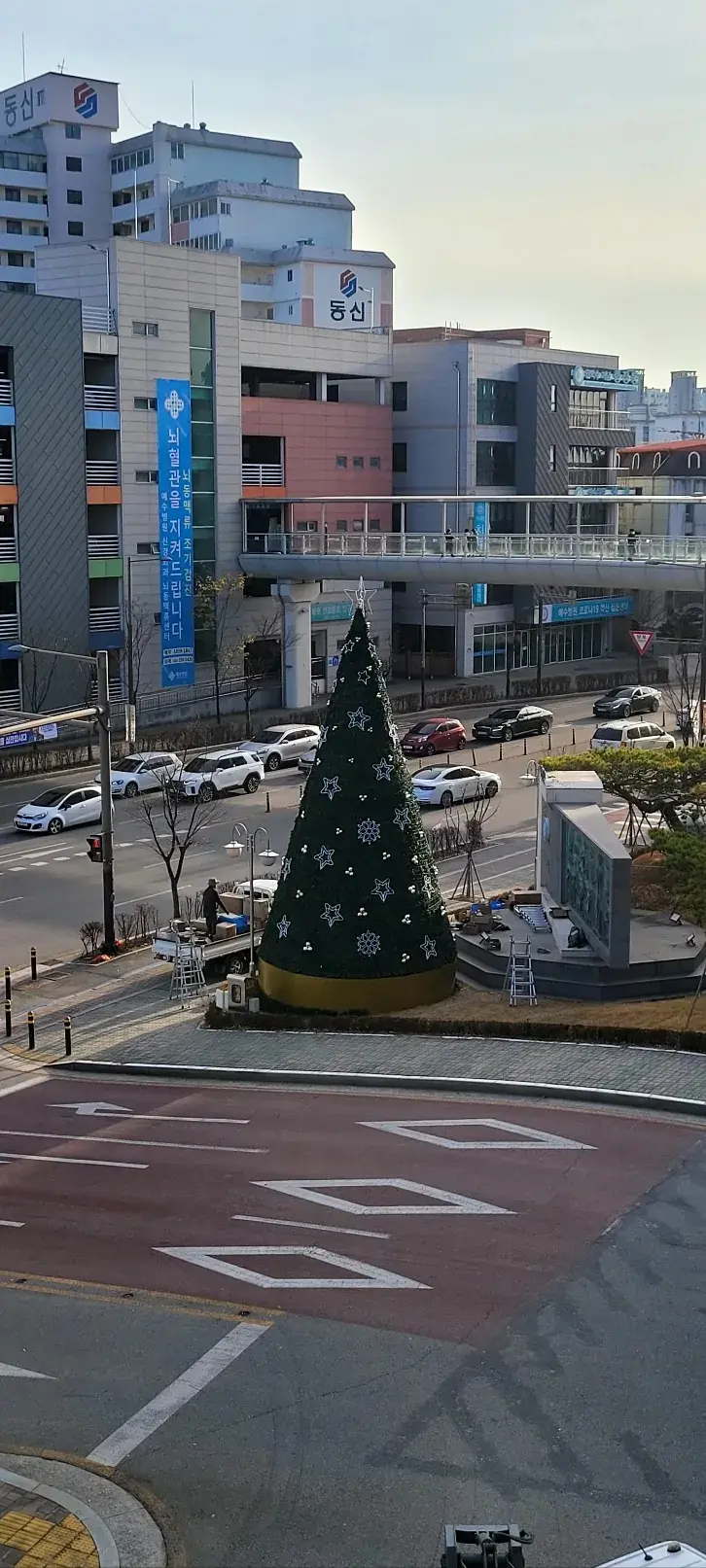 전주 예수병원 10M 트리 — 위에서 본 병원 앞 트리 전경